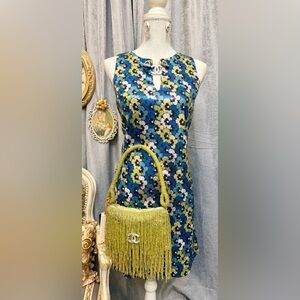 Michael Kors Floral Sequined Dress Size S with Bag and Jewelry